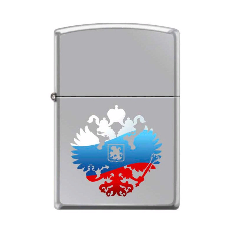 Купить «250 Зажигалка ZIPPO  RUSSIAN COAT OF ARMS, латунь/сталь с покрытием High Polish Chrome, серебристый» в интернет-магазине «Золотое время»