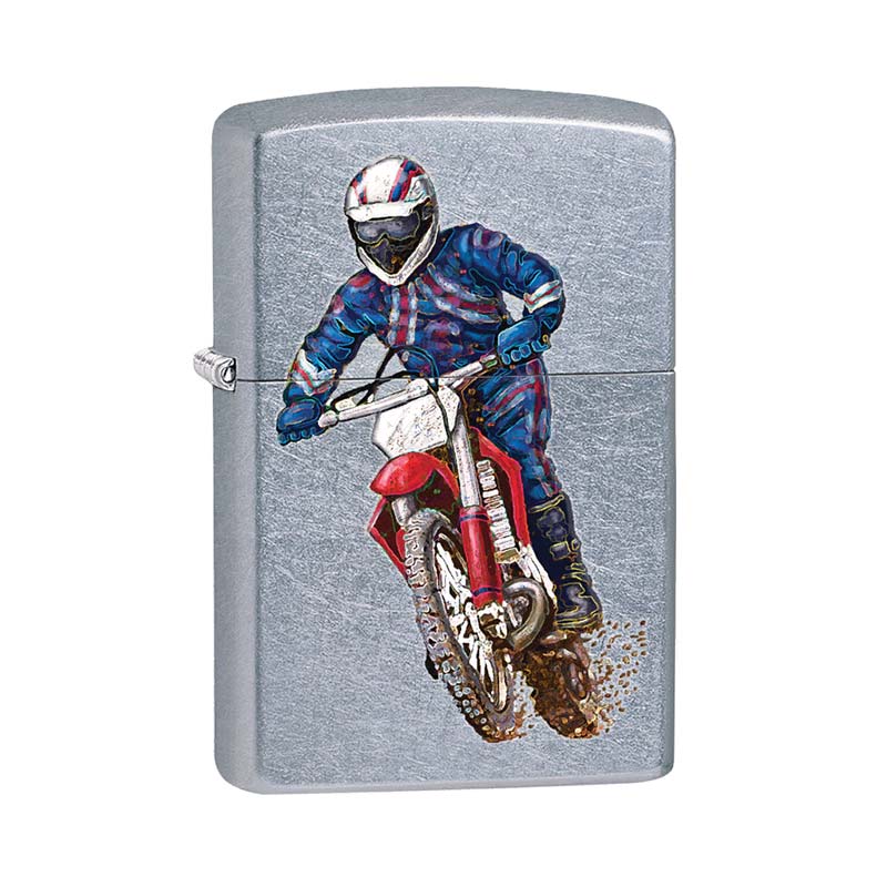 Купить «207 Зажигалка ZIPPO DIRT BIKE 2, латунь/сталь с покрытием Street Chrome™, серебристый» в интернет-магазине «Золотое время»