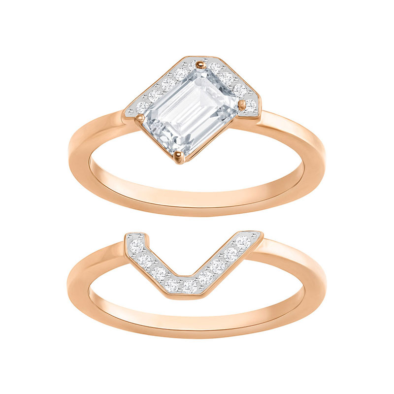 Купить «Swarovski 5286720 Кольцо GALLERY:  CZWH/CRY/ROS р.52 2 шт.» в интернет-магазине «Золотое время»
