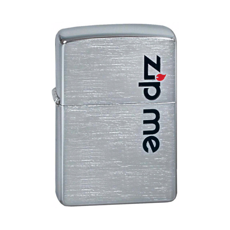 Купить «200 Зажигалка ZIPPO Zip Me, латунь/сталь с покрытием Brushed Chrome, серебристый» в интернет-магазине «Золотое время»