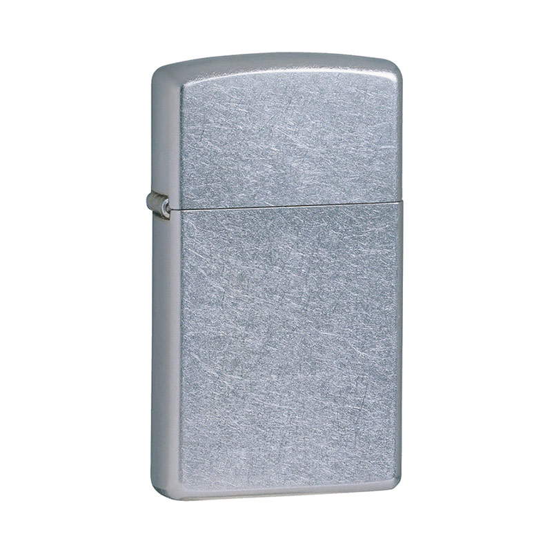 Купить «1607 Зажигалка ZIPPO Slim, латунь/сталь с покрытием Street Chrome, серебристый» в интернет-магазине «Золотое время»