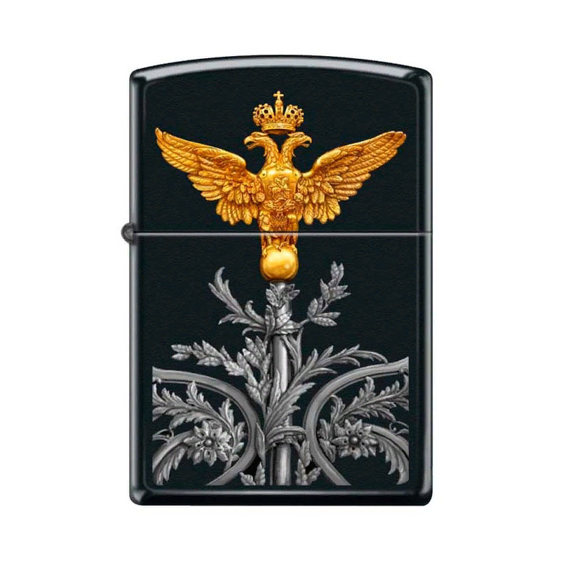 Купить «218 Зажигалка ZIPPO RUSSIAN COAT OF ARMS, латунь/сталь с покрытием Black Matte» в интернет-магазине «Золотое время»