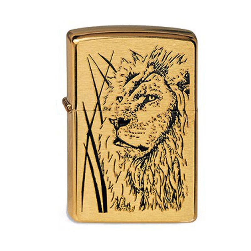 Купить «204B Зажигалка ZIPPO Proud Lion латунь/сталь с покрытием Brushed Brass, золотистый» в интернет-магазине «Золотое время»