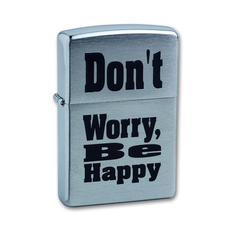 Купить «200 Зажигалка ZIPPO Don t worry, латунь/сталь с покрытием Brushed Chrome» в интернет-магазине «Золотое время»
