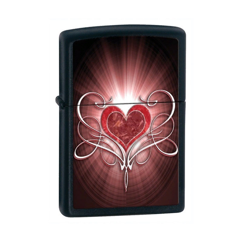 Купить «28043 Зажигалка ZIPPO Heart, латунь/сталь с покрытием с покрытием Black Matte, черный» в интернет-магазине «Золотое время»