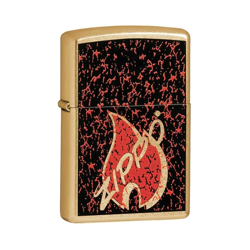 Купить «24193 Зажигалка ZIPPO Retro Flame, латунь/сталь с покрытием High Polish Brass, золотистый» в интернет-магазине «Золотое время»
