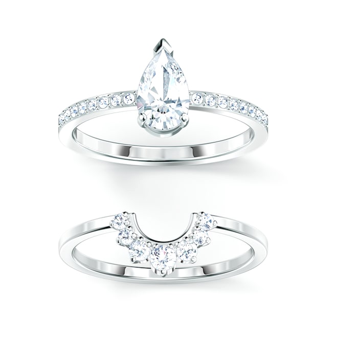Купить «Swarovski 5572656 ATTRACT: кольцо PEAR CZWH/C/RHS 58, 2 шт» в интернет-магазине «Золотое время»