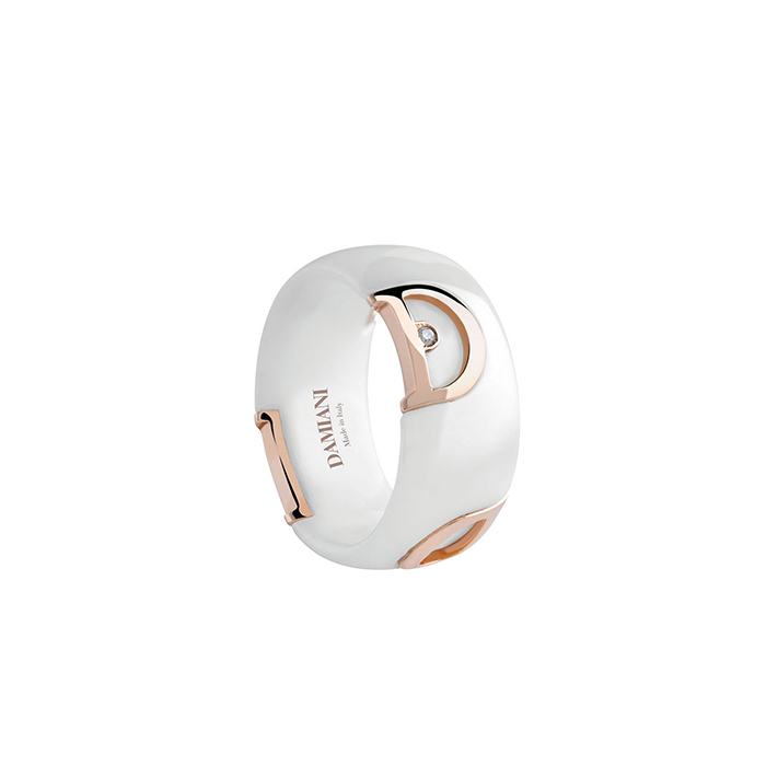 Купить «Damiani 20049310 Кольцо RING WHITE CERAMIC DIAS. 1D SIZE 19» в интернет-магазине «Золотое время»