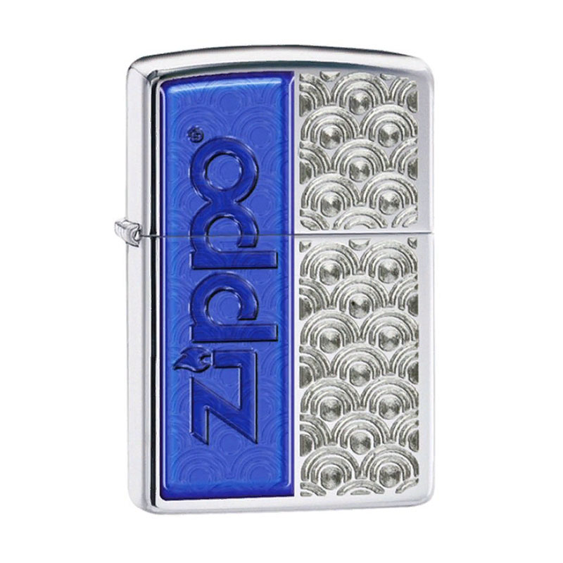Купить «28658 Зажигалка ZIPPO Classic, латунь с покрытием High Polish Chrome, серебряный/синий» в интернет-магазине «Золотое время»