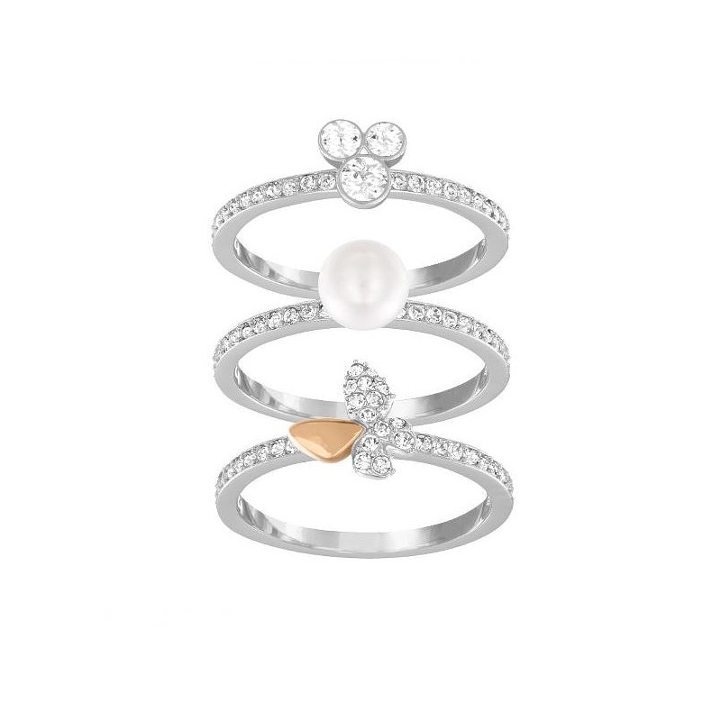 Купить «Swarovski 5113794 Кольцо CUTE 3шт р.55 родий/золото» в интернет-магазине «Золотое время»