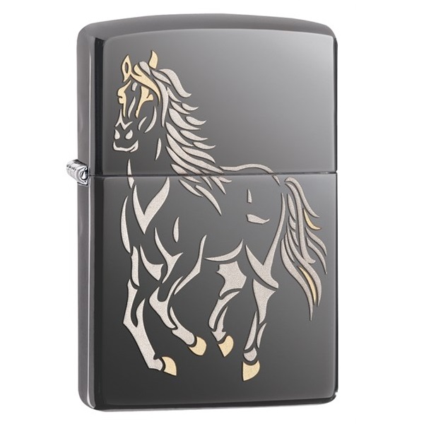 Купить «28645 Зажигалка ZIPPO Running Horse, латунь с покрытием Black Ice, черный УЦЕНКА» в интернет-магазине «Золотое время»