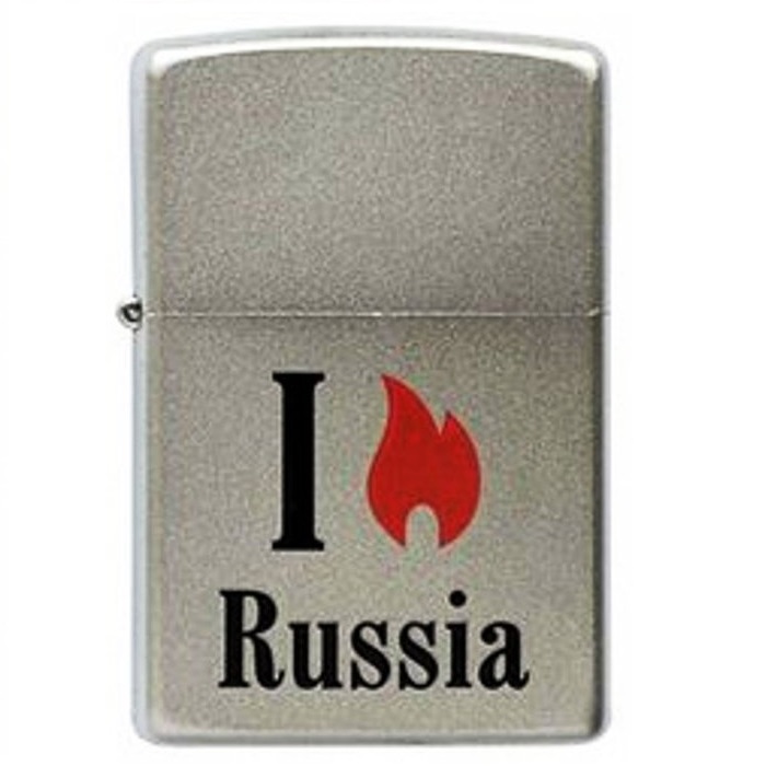 Купить «205 Зажигалка ZIPPO Flame Russia, с покрытием Satin Chrome™, латунь/сталь, серебристая» в интернет-магазине «Золотое время»