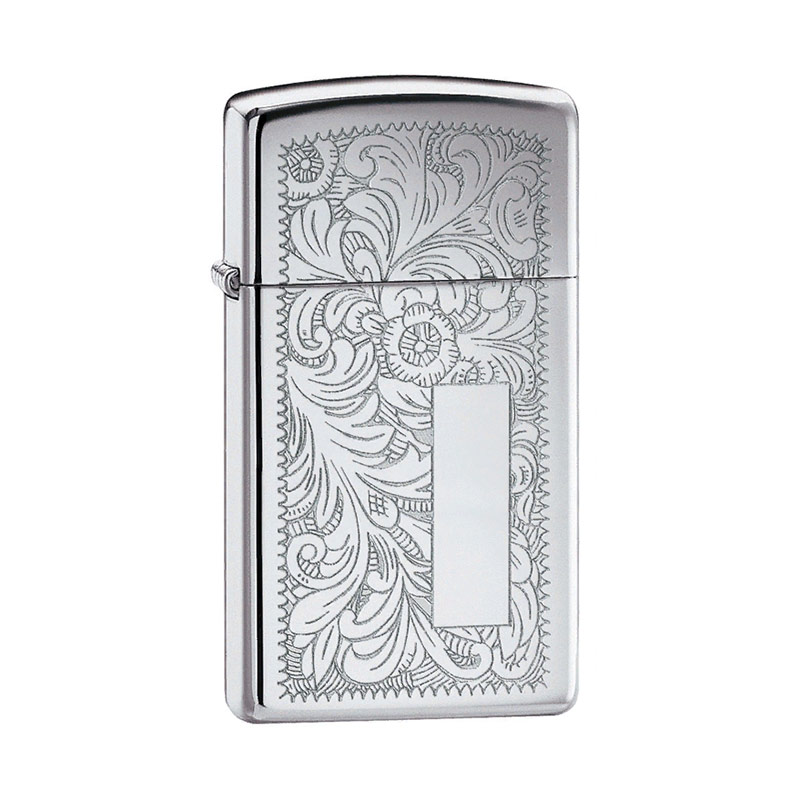 Купить «1652 Зажигалка ZIPPO Slim® Venetian, латунь/сталь с покрытием  High Polish Chrome, серебристый» в интернет-магазине «Золотое время»