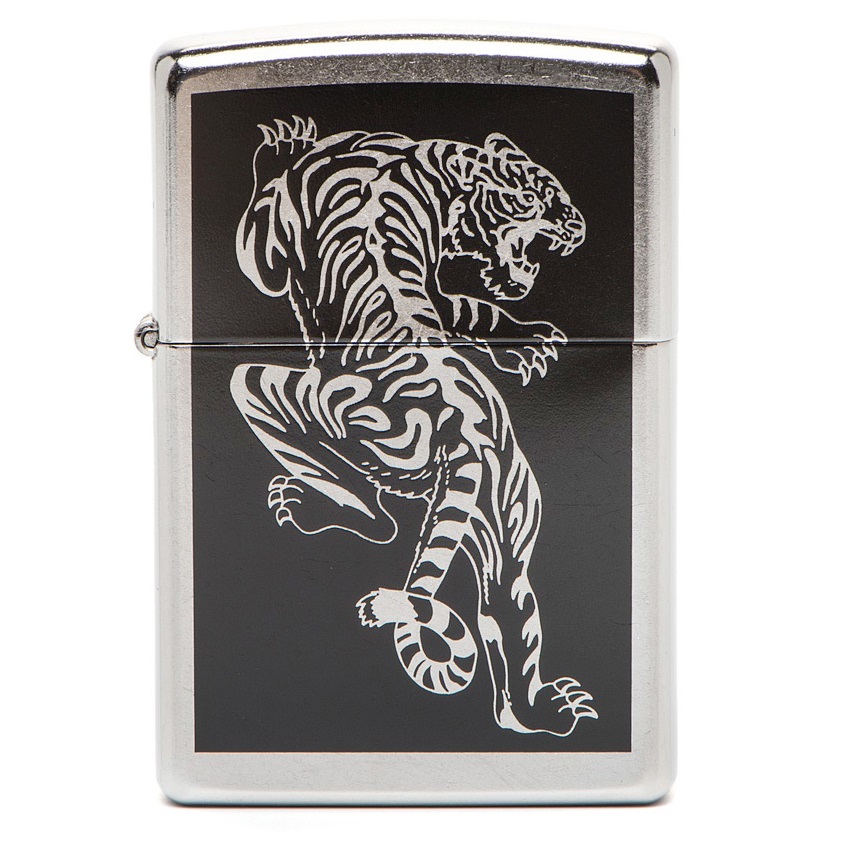 Купить «207 Зажигалка ZIPPO Tigre, латунь/сталь с покрытием Brushed Chrome» в интернет-магазине «Золотое время»